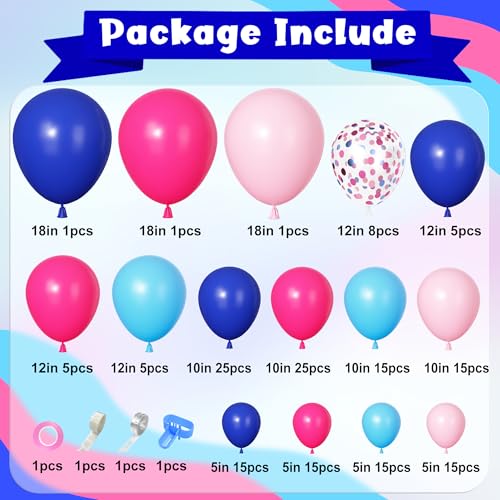 Hot Pink & Blue Balloon Arch Kit - 170 Pcs Tropical Party Decor