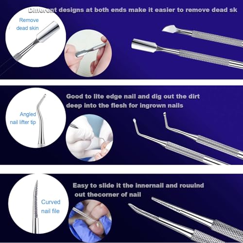 Ingrown Toenail File and Lifter Set 6-Piece Professional Pedicure Tool Kit