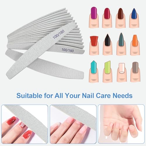 AhaTopia 12-Pack Wooden Nail Files 100/180 Grit Double Sided Emery Boards