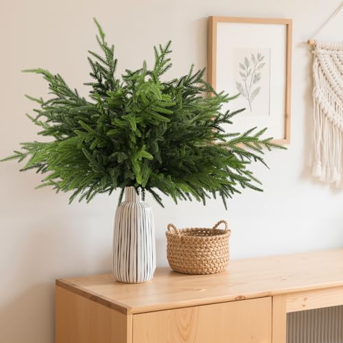 12Pcs 24 Inch Real Touch Norfolk Pine Branches Artificial Greenery for Christmas Decor