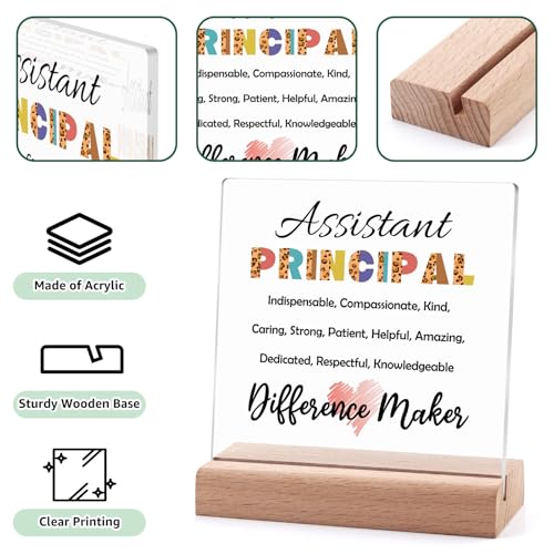 Acrylic Plaque Gift for Assistant Principal with Wooden Stand