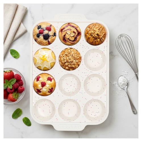 Vinino Silicone Muffin Pan - Nonstick, BPA-Free, 12-Cup Tray