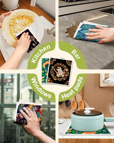 Miss Adola Swedish Dishcloths - 5 Pack Reusable Animal Forest Cleaning Cloths