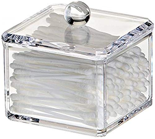 KW Collection Square Acrylic Cotton Swab & Makeup Organizer - Clear, 1 Pack
