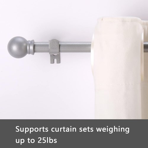 GXOACKJ Heavy Duty Metal Curtain Rods - Decorative Silver Finish | 32-48 Inch, Includes Brackets