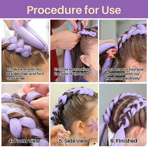 MAQIHAN 24 Inch Jumbo Braiding Hair Extensions, Light Purple Synthetic Hair