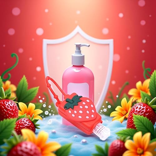Silicone Travel Bottle Red Strawberry Refillable Container with Pump