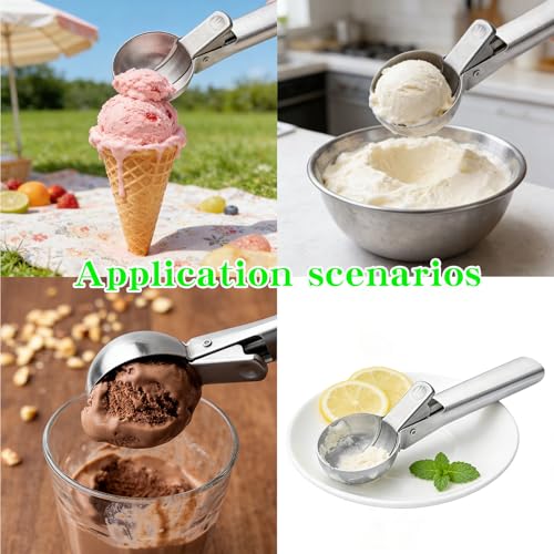 Large Stainless Steel Ice Cream Scoop with Trigger Handle - 1pc