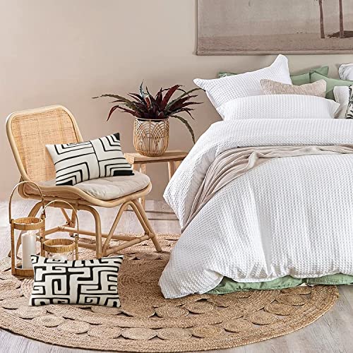 Pyonic 12x20 Farmhouse Linen Throw Pillow Covers - Geometry 5 (Pack of 2)