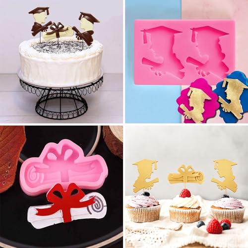 Graduation Silicone Molds Set - 3Pcs Non-Stick Fondant Molds for Cakes & Candy