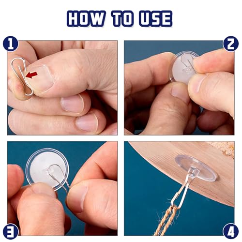 100 Pack Self-Adhesive Ceiling Hooks - Transparent Sticky Hangers for Decorations