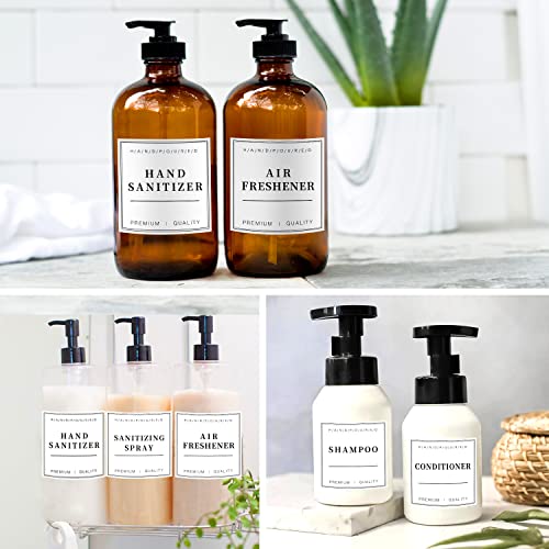 16 PCS Waterproof Labels for Bottles - Removable Soap & Lotion Stickers
