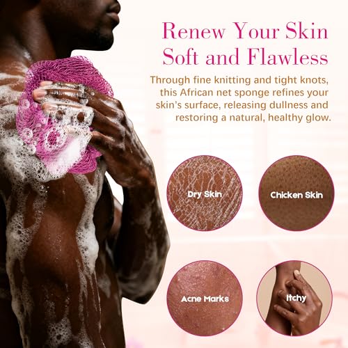 Acolidas African Net Sponge 2-Pack, 45 Inch Long Exfoliating Bath Net