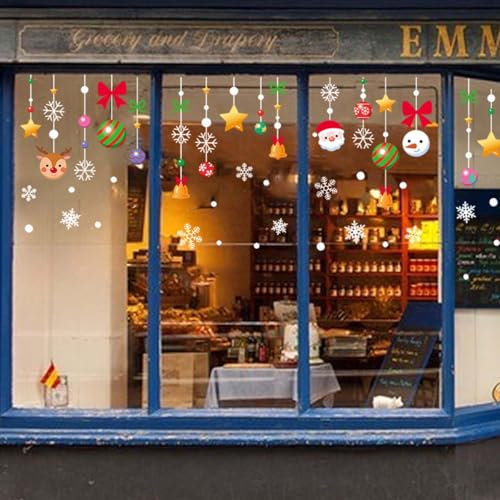 Christmas Window Clings Double Sided Snowflake Elk Stickers 4 Sheets