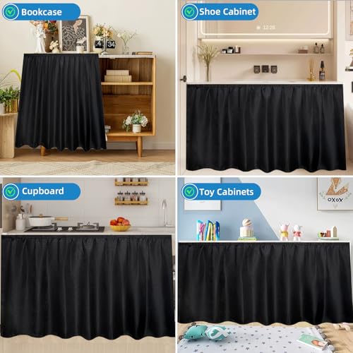 Black Waterproof Fabric Sink Skirt with Diamond Stitch Design - 55 x 32 Inches