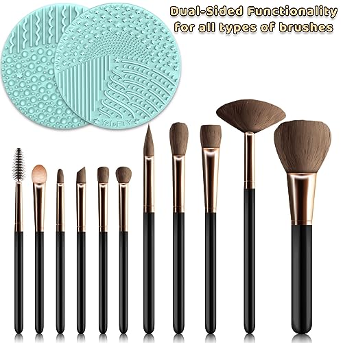 YalsFTY Silicone Makeup Brush Cleaner Mat - 2 Pack Dual-Sided Scrubber Pad