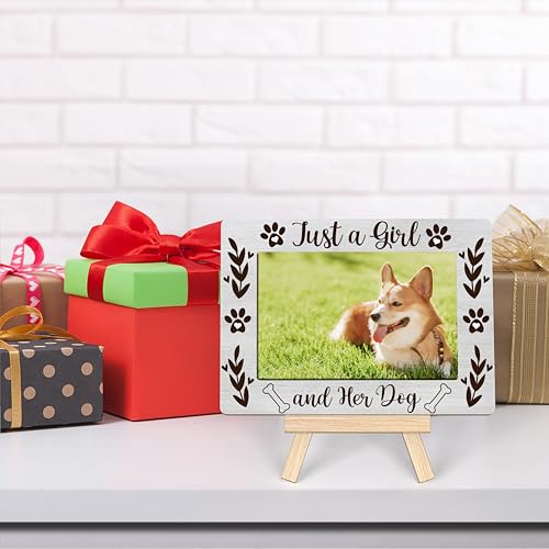 Dog Lover Gift Photo Frame - Just A Girl And Her Dog - Birthday Tabletop Decor