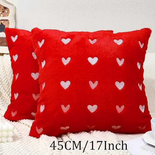 Mtruil Heart Throw Pillow Covers Set of 2, 18x18 Inch Faux Fur - Style 16