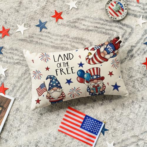 Independence Day Throw Pillow Cover - 12x20 Inch Fireworks Design