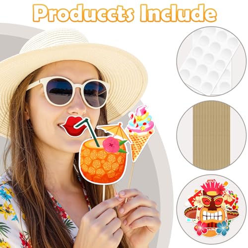 30PCS Hawaiian Photo Booth Props for Summer Parties