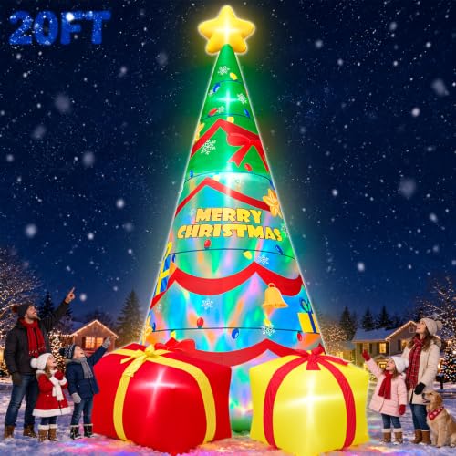 20 FT Giant Inflatable Christmas Tree with Rotating Lights for Outdoor Yard Decor