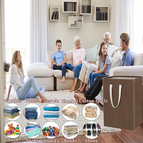 TeLUVHome Collapsible Laundry Hamper with Leather Handles - Large Waterproof