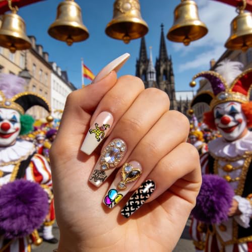 PH PandaHall 3pcs Stainless Steel Cologne Carnival Nail Stamping Plates Clown Beer Balloon Art Templates