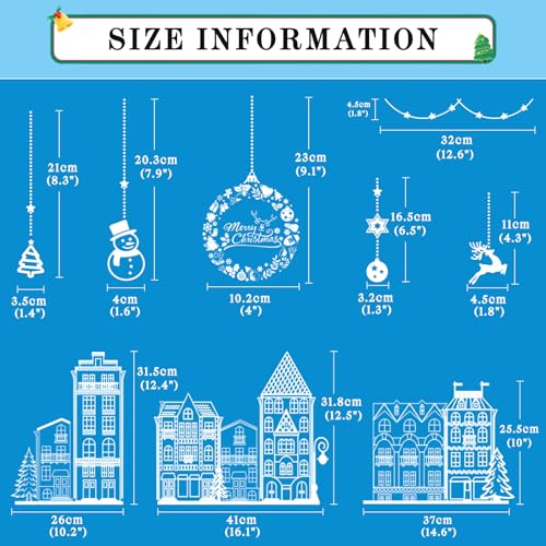 115PCS Christmas Window Clings Snowflake Village Winter Wonderland Decor