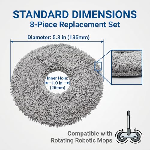 8-Pack Replacement Mop Pads for Roborock Q Revo Series Robot Vacuums