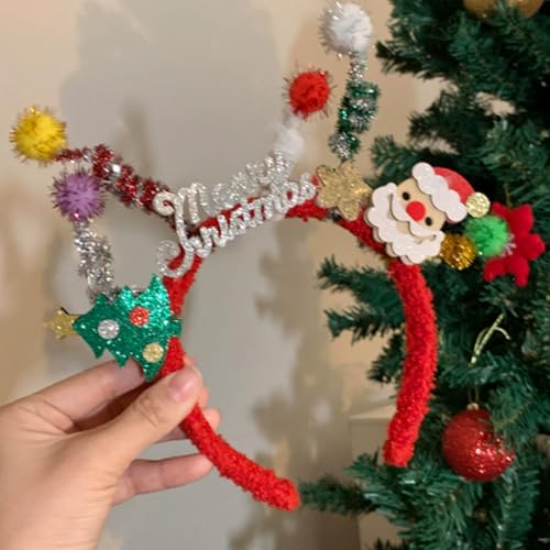 Christmas Headband Cute Plush Santa Claus Hair Hoop for Holiday Party