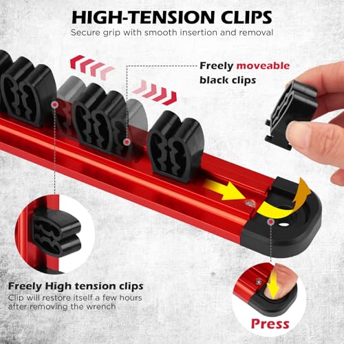 SEDY 14-Slot Magnetic Screwdriver & Wrench Organizer - Red