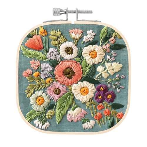PATIKIL 5.1" x 5.1" Square Bamboo Embroidery Hoop for Cross Stitch & Punch Needle