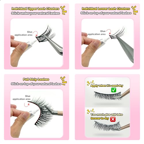 Gosect DIY Lash Extension Kit with 400pcs Cluster Lashes, Bond, Seal, and Tweezers