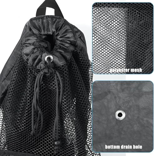Large Mesh Beach Bag with Drawstring - Swim Gear & Toy Organizer