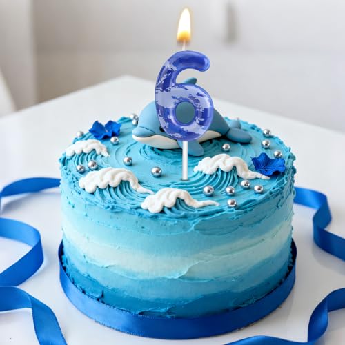 Camo Number 6 Birthday Candle - Camouflage Cake Topper for Boys