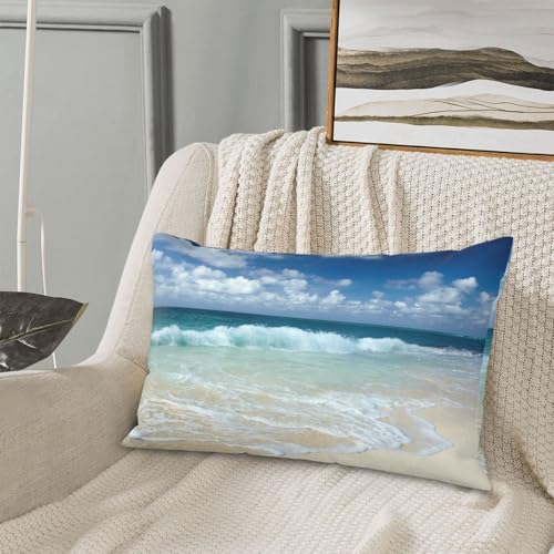 Beach Throw Pillow Covers Set of 2 - 12x20 Inch Ocean Design