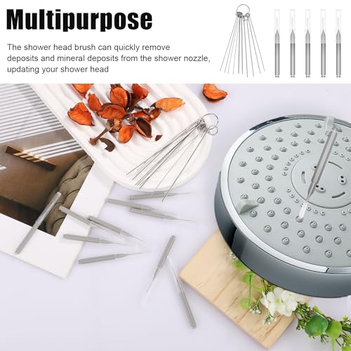 Gray Shower Head Cleaning Brush Set - 10pcs with Needle Picks