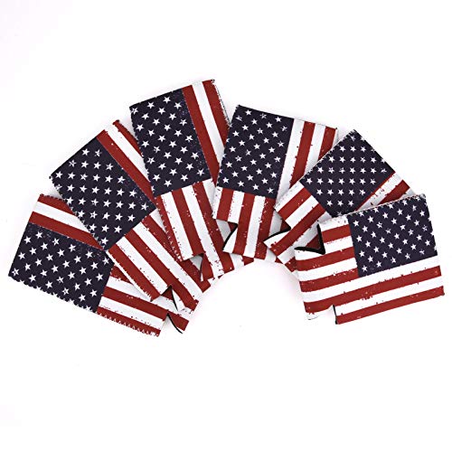 USA Flag Can Coolers - 6 Pack Reusable Neoprene Drink Sleeves