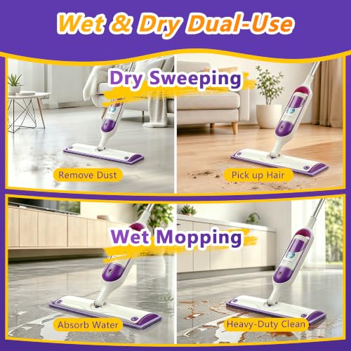 FIXSMITH 4 Pack Reusable Microfiber Mop Pads for Swiffer Power & Spray Mops