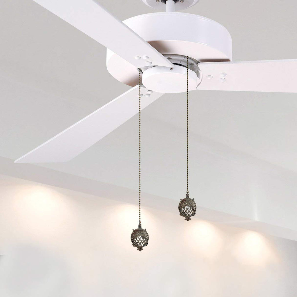 Royal Designs, Inc. FP-1036-CH-2 Adjustable Ceiling Fan Pull Chain Extension with All Seeing Owl Ornament, 24 inch, Chrome, 2-Pack