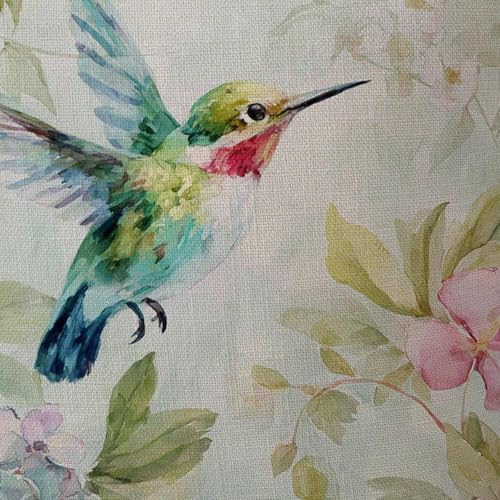 Watercolor Hummingbird Throw Pillow Covers, 18x18 Linen Set of 2