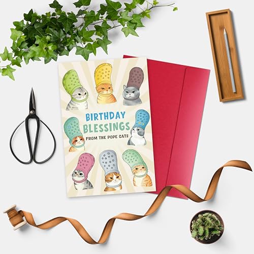 Funny Pope Cats Birthday Card for Cat Lovers - Hilarious Greeting