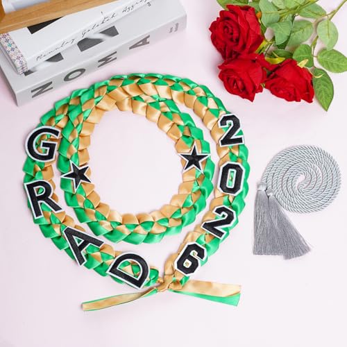 2026 Graduation Ribbon Lei Set with Tassel & Embroidery Patches