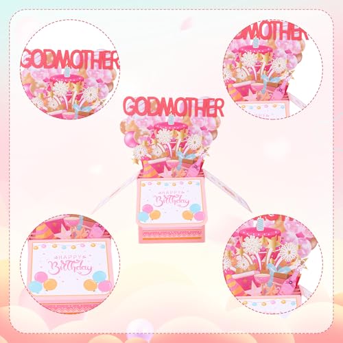 Happy Birthday Godmother Pop Up Card - 3D Greeting Card Gift