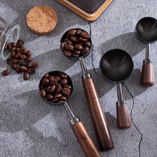 2 PCS Vintage Coffee Measuring Scoop - 30ml Stainless Steel, Black Titanium