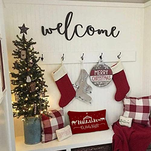 Christmas Throw Pillow Cover 12x20 Farmhouse Linen Decorative Case A-33