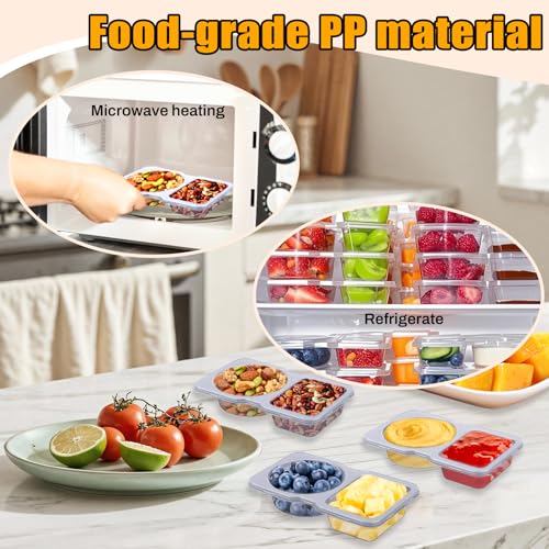 20 Pack Reusable Double-Compartment Snack Containers with Lids