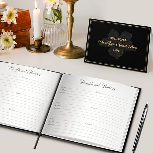 In Loving Memory Funeral Guest Book Set with Table Sign & Pen