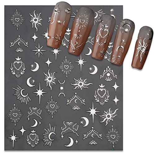TailaiMei Valentine's Day Star Moon Gold Heart Nail Stickers 3 Sheets