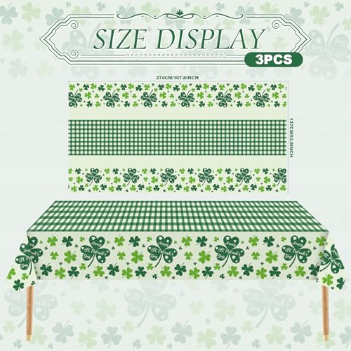 St. Patrick's Day Tablecloth Set - 54 x 108 Inch, 3 Pcs